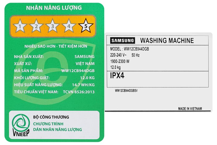 Máy giặt Samsung Lồng ngang Inverter 12 kg WW12CB944DGBSV